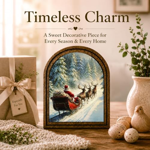Santa Sleigh Forest Arched Table Sign, Rustic Christmas Decor - Image 3