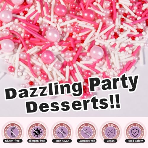 Pink Sprinkles, Red and Pink Heart Sprinkles Mix for Cakes, Cupcakes, 180g - Image 4