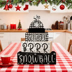4 Pcs Christmas Decorations Indoor - Wooden Snowball Table Decoration for Home - Christmas Centerpiece For Table - Winter Tiered Tray Decor Rustic Farmhouse Xmas Gift for Home Kitchen Mantel - Image 7