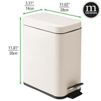 mDesign Small Modern 1.3 Gallon Rectangle Metal Lidded Step Trash Can, Compact - Image 4