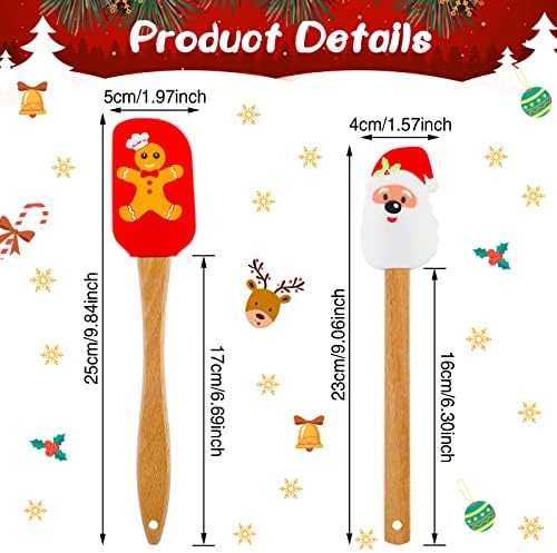 Patelai 6 Pcs Christmas Silicone Spatulas with Wooden Handle,Vivid Style - Image 2