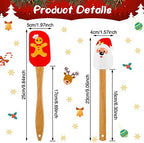 Patelai 6 Pcs Christmas Silicone Spatulas with Wooden Handle,Vivid Style - Image 2