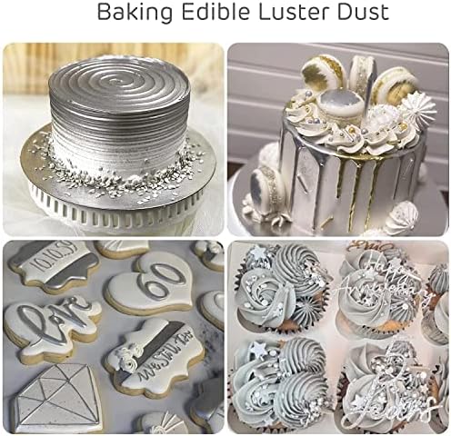 Silver Luster Dust Edible - 5 Grams Food Grade Vegan Cake Shimmer Dusting Powder, Edible Metallic Powder for for Cake Decorating, Baking, Fondant, Chocolate, Drinks, Cookies Painting & More - Image 2