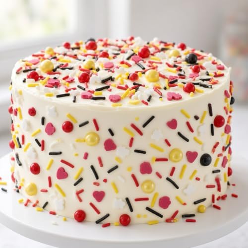 Yellow & Red & Black & White Sprinkles Mix Size Pearls Mouse Themed Cake Decorations Cupcake Toppers Perfect for Wedding Party Valentine Halloween Christmas Supplies 4.58OZ - Image 4