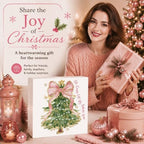 Pink Christmas Decor, Christmas Decorations Indoor, Glitter Coquette Bow Xmas Tree Sign Gift for Women Friends, Rustic Farmhouse Wooden Box Sign for Home Office Bedroom Desk Decor 5x5 Inches - Image 6