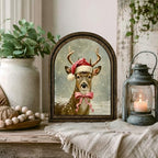 Santa Deer Arched Table Sign, Rustic Christmas Farmhouse Decor - Image 6