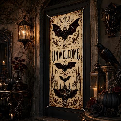 Halloween Decorations - UNWELCOME Gothic Halloween Door Cover - Image 6