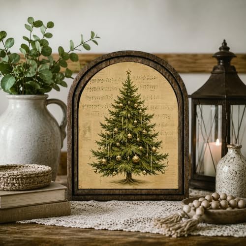 Christmas Tree Sheet Music Arched Table Sign, Farmhouse Shelf Decor - Image 7