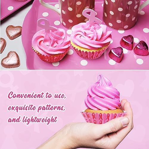 SANNIX 450 pcs Breast Cancer Cupcake Liners, Pink Ribbon Baking Cups - Image 5