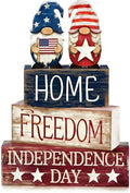 4th of July Table Decorations Patriotic Memorial Day Tiered Tray Decor Wooden Gnome Block Signs Independence Farmhouse 250th July Fouth Centerpiece for Tables Wooden Sign for Home Decor by CMZLUMINESTHome