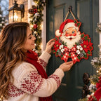 Christmas Decorations - Winking Santa Claus Wooden Sign for Front Door - Image 7