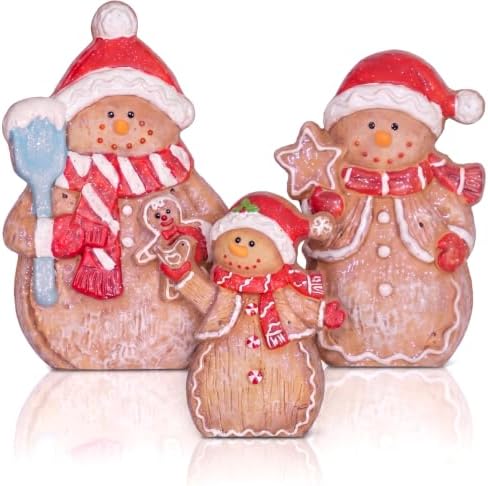 Suzile 3 Pcs Christmas Gingerbread Snowman Decoration Wooden Winter Decor by Suzile