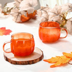 Didaey 4 Pcs Fall Pumpkin Coffee Mugs Bulk Orange Thanksgiving Glass Cups - Image 6