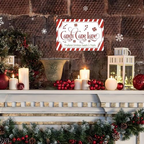 Artlunar Vintage Christmas Decor Gifts Rustic Candy Cane Lane Traditional Christmas Sweets&Treats Tin Sign for Home Farmhouse Kicthen Cafe Bar Wall Decor 8 x 12 Inch (3247) - Image 7