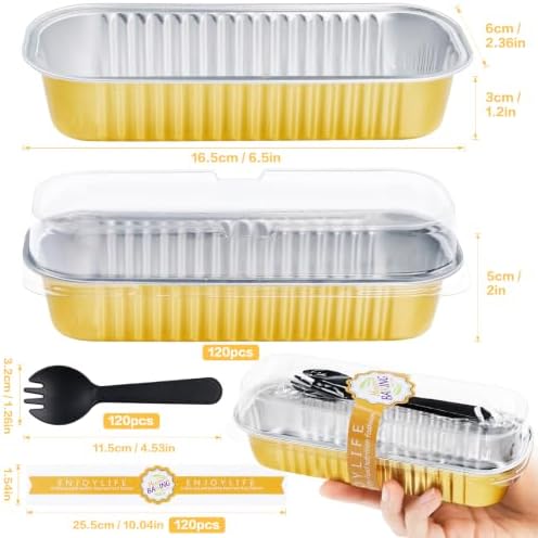 120Pack Mini Loaf Pans with Lids, 6.8oz Aluminum Mini Cake Pan Gold - Image 2