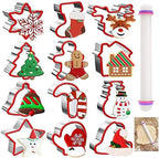 12Pcs Christmas Cookie Cutters Variety Pack, Metal Holiday Cookie Cutters by Besslly