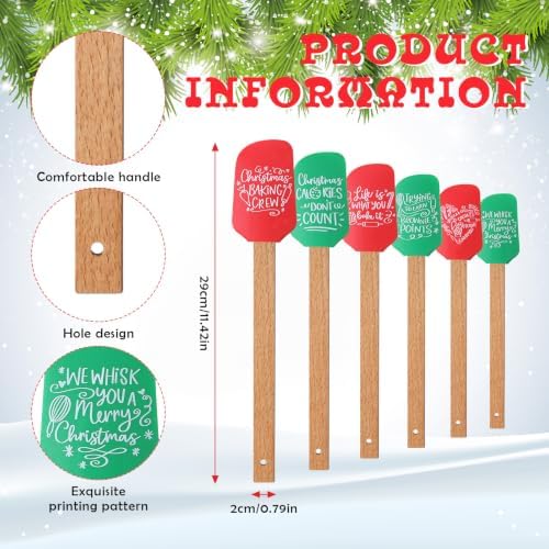 12 Pcs Christmas Silicone Spatula Pot Holder Set Xmas Baking Gift, Classic - Image 2