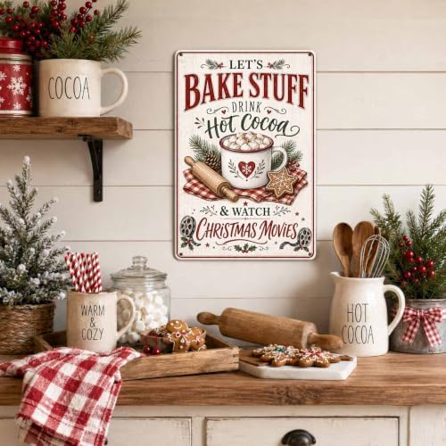 Christmas Baking Sign, Hot Cocoa Kitchen Decor, Vintage Wall Art - Image 4