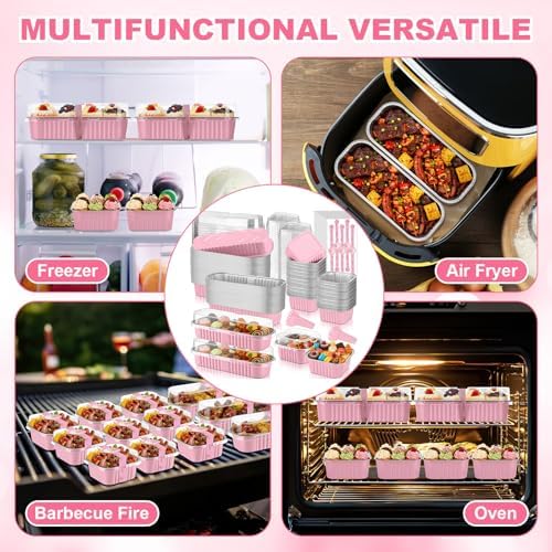 LemonRoad 240 Sets Pink Mini Loaf Pan with Lids and Spoons - Image 4