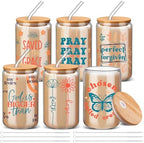 SiliFine 6 Pcs Christian Tumblers for Women 16 oz Jesus Glass Cups Tumbler with Lid and Straw Spring Christian Mothers Day Gifts for Women Gilrs VBS Birthday Party Gifts - Image 6