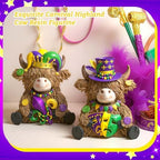 2 Pack Mardi Gras Highland Cow Figurines Mardi Gras Gifts - Image 6