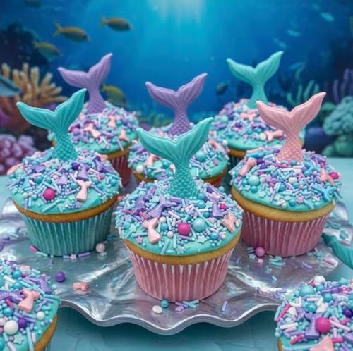 Manvscakes Sprinkles- Edible Cake and Cupcake Sprinkles with Assorted Shapes and Sizes for Parties, Blue pink and purple Mix for Cookies, Ice Cream, Cake and Cupcake Decorating, 4 oz (Mermaid) - Image 2