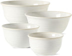 Hasense Porcelain Mixing Bowls, 2.8/2.1/1.0/0.5 Qt, Handmade Large Salad by Hasense