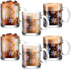 Maxcheck 6 Pack 12 oz Laser Snowflake Coffee Mugs Christmas Glass Cups by Maxcheck