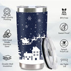 2025 Christmas Gifts for Women and Men, 20 oz Dark Blue Stainless Steel Christmas Coffee Tumblers with Lid and Straw, Snowflake Insulated Coffee Travel Mug for Women Men Teachers Coworkers - Image 5