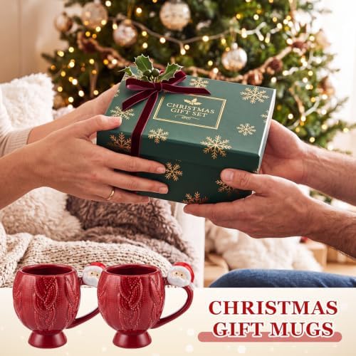 Layhit 6 Pcs Christmas Coffee Mug Set 12 oz Red Sweater Ceramic Mugs - Image 5