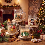 Tioncy 4 Pcs Christmas Glass Coffee Mugs 12 oz - Image 2