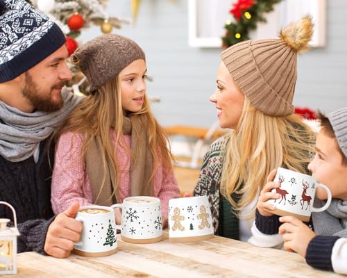 Maustic Christmas Mugs Set of 4, Holiday Coffee Mugs with Festive Christmas Themed Design, Hot Chocolate Hot Cocoa Cups, Family Gifts, 14 Oz - Image 4