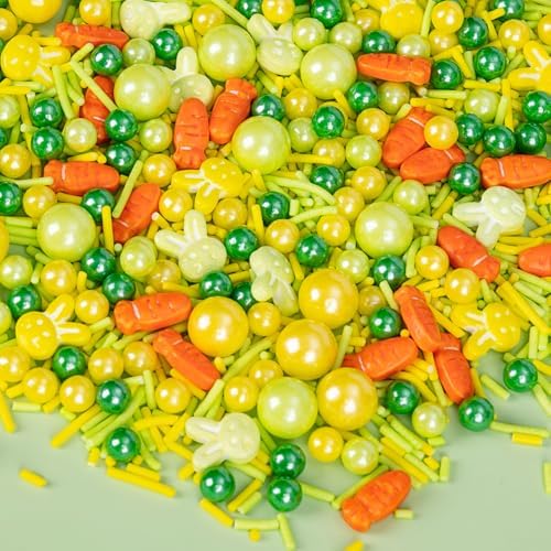 Edible Yellow Green Sprinkles for Cake Decorating,Rabbit Carrot Sprinkle by Sugarzy