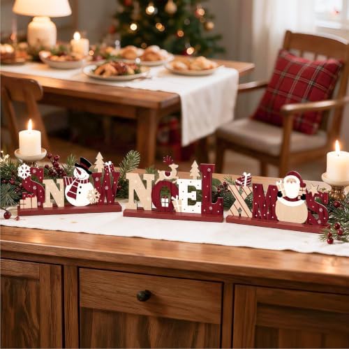 3Pcs Christmas Table Decorations, Wooden Christmas Decor Indoor - Image 7