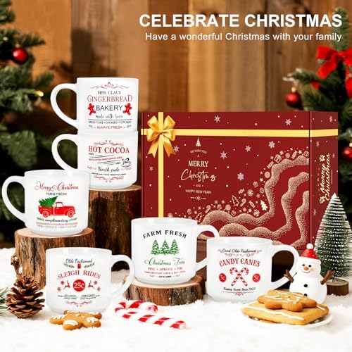 QIKSION 16oz Christmas Coffee Mugs, Large Hot Chocolate Mugs Set of 6, Holiday Cocoa Ceramic Mug Gift Set for Family, Friends and Colleagues - Image 7