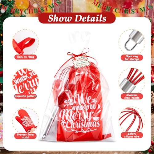 LemonRoad 12 Sets Christmas Whisk Baking Gift Set, Exquisite, Red - Image 3