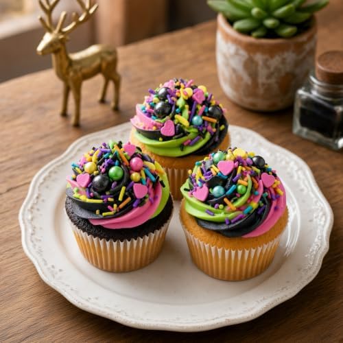 Pink & Black & Green & Yellow Sprinkles Mix Size Pearls Disco Themed Cake Decorations Cupcake Toppers Perfect for Wedding Valentine Christmas Supplies 4.58OZ - Image 5