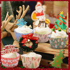 600 Pack Christmas Cupcake Liners Cupcake Wrappers Baking Cups Santa Holiday Paper Wraps Muffin Liners for Xmas Birthday Party Candy Cake Decorations Supplies(12 Styles) - Image 5