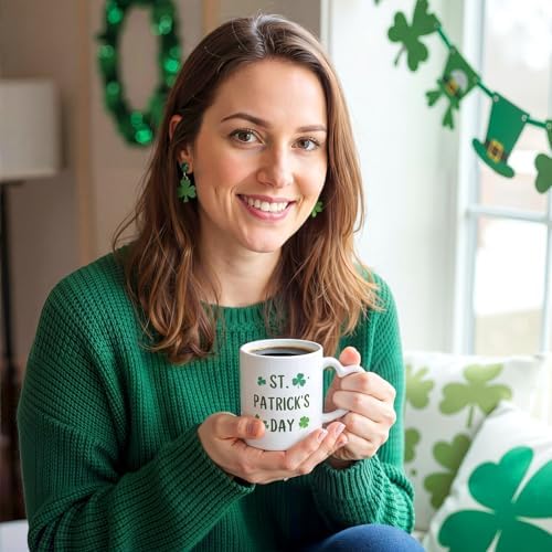 St Patrick's Day Irish Coffee Mugs Set of 6,10 oz Ceramic St. Paddy's Day Mugs with Heart Shaped Handle, Green Shamrock Clover Coffee Mug, Irish Glasses Lucky Gifts for Home Party Decor 2026 - Image 4
