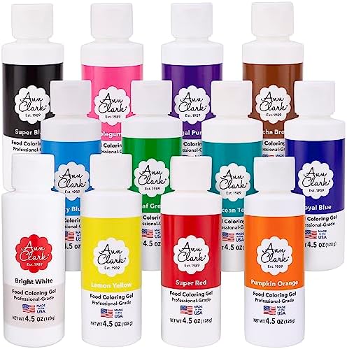 Ann Clark Food Coloring Gel Large 4.5 oz Bottles 12 Color Set Made in USA by AnnClarkCookieCutters