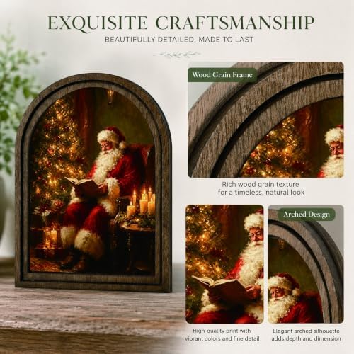 Santa Reading Arched Table Sign, Rustic Christmas Farmhouse Decor - Image 4