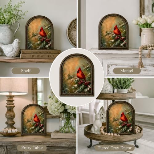 Christmas Cardinal Arched Table Sign, Rustic Winter Farmhouse Decor - Image 5