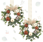 Syhood 2 Pcs 9 Inch Small Fall Wreath for Cabinet Mini Fall Wreath by Syhood