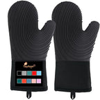 Silicone Oven Mitts-13.6 in Extended Oven Mitts Heat Resistant 500F, Oven Gloves by Tayfeim