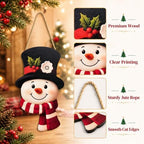 Christmas Decorations - Winter Snowman Wooden Welcome Sign for Front Door - Image 5