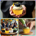 SANNIX 450Pcs Graduation Foil Cupcake Liners Black Gold Silver Cupcake Wrappers Foil Metallic Muffin Liners Baking Cups for Graduation Birthday New Year Party Decorations Supplies - Image 7