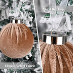 Brown Velvet Christmas Tree Ornaments - 15pcs Shatterproof Christmas Balls for Xmas Trees Decorations - Multicolor Brown Neutral Beige, 80mm 3.15inch - Image 3