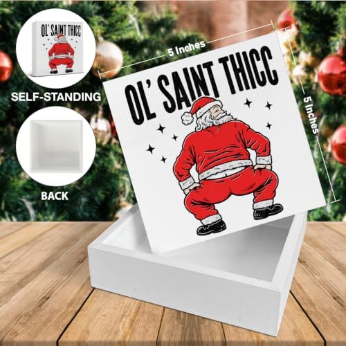 Funny Christmas Bathroom Decorations, Humor Santa Claus Wooden Sign Decor - Image 2