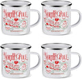 Christmas Enamel Mug Set of 4, 12 oz North Pole Hot Chocolate Mug Christmas Coffee Mugs Funny Novelty Holiday Mugs Stocking Stuffer Gift for Kids Women Friends Coworkers Family by NatNarr