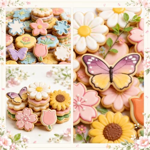 Flower Cookie Cutter Set, 6 PCS Tulip, Cherry Blossom, Frangipani, Daisy, Sunflower, Butterfly, Stainless Steel Holiday Cookie Cutter Shapes for Baking Biscuit Molds - Image 7